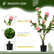 Set of 2 Artificial Camellia Plants in Pots For Indoor or Outdoor Display 95cm Pink AOSOM