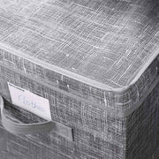 Storage box folded flat for compact storage when not in use
