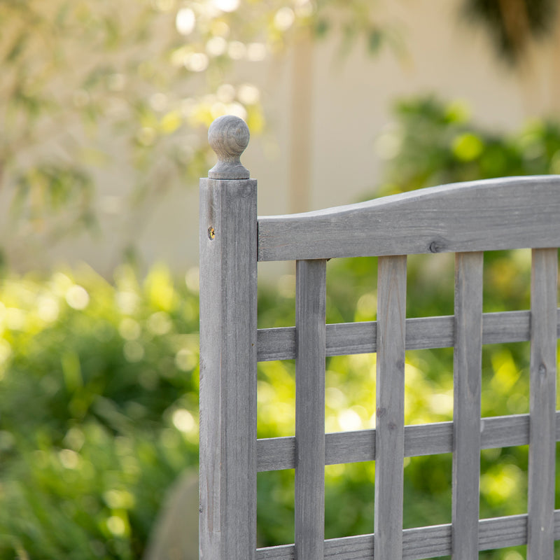 Wooden Raised Garden Planter with Trellis for Climbing Plants Indoor Outdoor Use Grey Outsunny