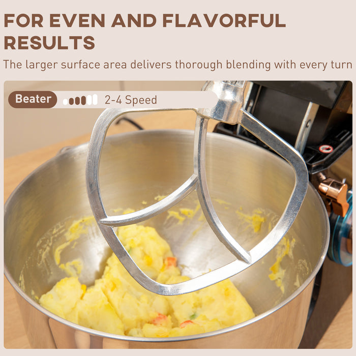 Black 1400W Stand Mixer 5L for Baking with 6 Speeds Pulse Dough Hook and Whisk by HOMCOM