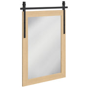 Farmhouse wall mirror with natural wood-grain frame on a plain background, front view