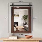 Dimensions diagram showing 61 x 86.5 cm overall size and 44.6 x 64.6 cm mirror glass