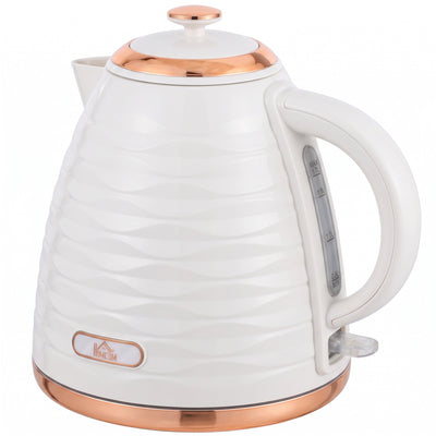 Beige and rose gold 1.7L fast boil kettle with a wave textured body