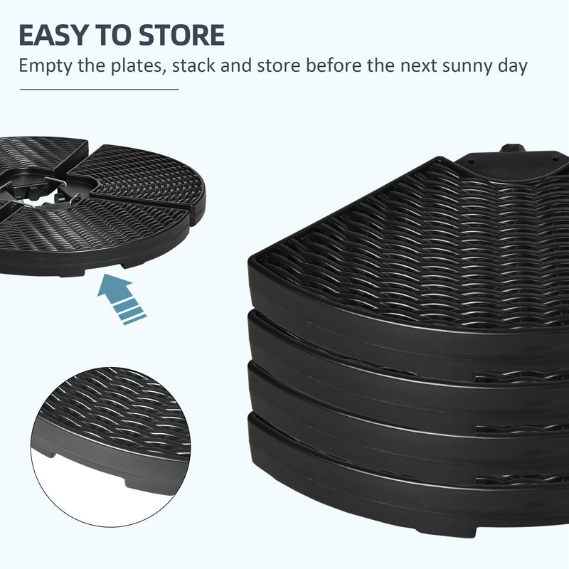 52kg 4 Piece Fillable Cantilever Parasol Base Set Ideal for Garden or Patio Use