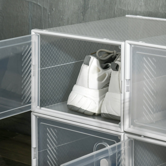 8 Piece Clear Plastic Stackable Shoe Storage Boxes with Magnetic Doors for UK EU Size 8.5 by HOMCOM