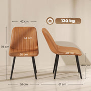 Dimension diagram of the brown dining chair showing 51W x 61D x 78H cm, seat and backrest sizes
