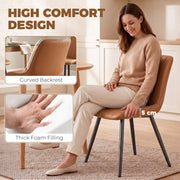 Close-up of the brown chair's curved backrest and thick foam seat padding