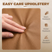 Close-up of brown faux leather upholstery showing its stain and scratch resistant surface