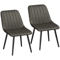 Homcom faux leather dining chairs set of 2 in grey with black metal legs, studio view