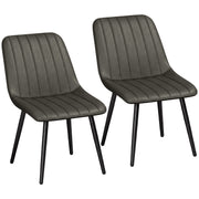 Homcom faux leather dining chairs set of 2 in grey with black metal legs, studio view