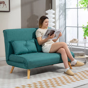 Two Seater Sofa Bed with Linen Look Upholstery Ideal for Guest Rooms or Lounges Green