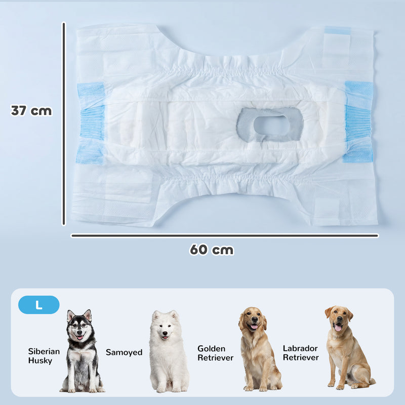 Disposable Dog Nappies for Female Dogs Protects Bedding and Floors White