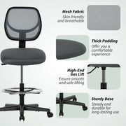 Ergonomic Mesh Standing Desk Chair with Adjustable Footrest for Office Comfort Charcoal Grey