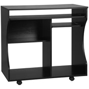 Black Compact Work Desk with Wheels and Multi Storage by HOMCOM