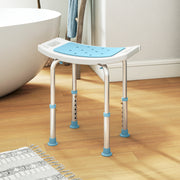 Height Adjustable Aluminium Shower Stool With Padded Seat and Drainage Holes, Turquoise