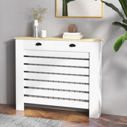 Radiator Cover With Top Drawer Storage Fits 111cm Width Ideal For Hiding Heaters, White