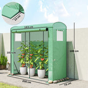 Garden Greenhouse for Year Round Plant Protection with Roll Up Door and Mesh Windows Green Outsunny