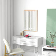 HOMCOM Wall Bathroom Mirror, 70 x 50 cm Wall-Mounted Mirror for Living Room, Bedroom, Hallway, Natural Wood AOSOM