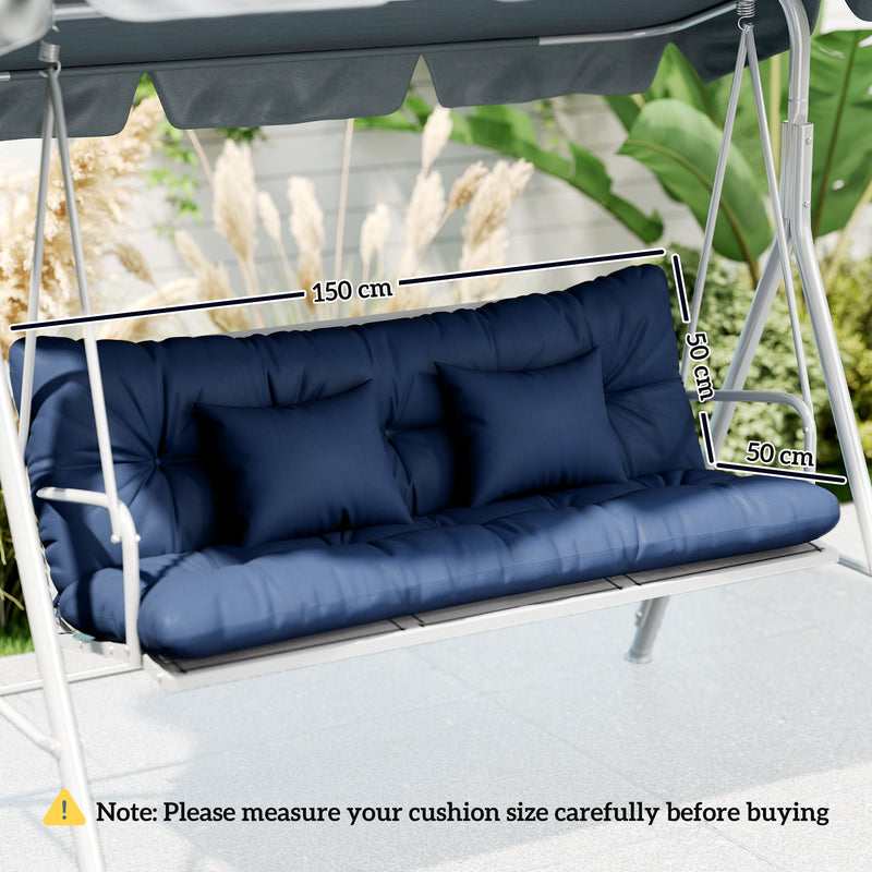 Outdoor Chair Cushion and Pillow Set for Extra Garden Seating Comfort Dark Blue AOSOM