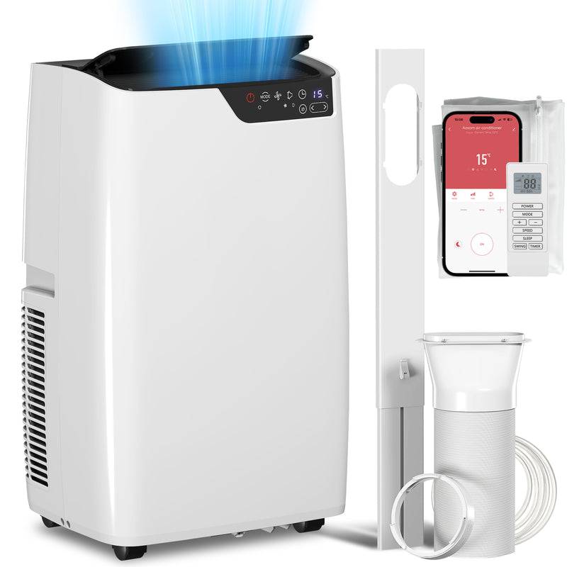 Portable Air Conditioner | 14,000 BTU | WiFi & Voice Control | 4-in-1 | White & Black Homcom