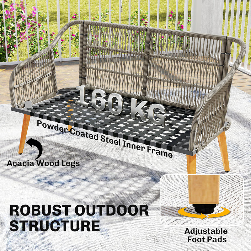 Rattan Garden Furniture Set for Relaxing Outdoor Seating with Cushions and Coffee Table Cream Outsunny