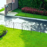 Set of Five Black Decorative Metal Garden Fence Panels 61cm for Borders and Edging