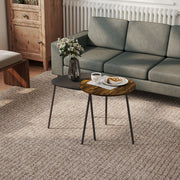 Set of 2 Nesting Side Tables Space Saving Design for Living Room or Bedroom Rustic Brown