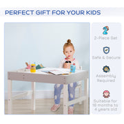 Kids Table and Chair Set with Built In Storage Ideal for Playrooms and Bedrooms, Grey