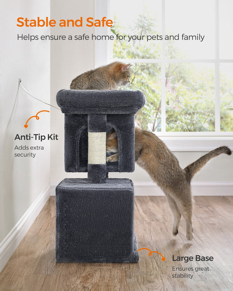 Stable and safe feature showing the anti-tip kit and large base