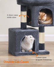 Close-up of the double cat caves, one with a 2-door entrance