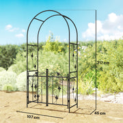 Garden Arch Trellis with Double Gate for Climbing Plants and Privacy Black Outsunny
