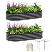 Set of Two Dark Grey Steel Garden Planters 181 x 93cm by Outsunny