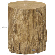 Side Table with Realistic Tree Stump Design for Indoor or Outdoor Use Natural AOSOM