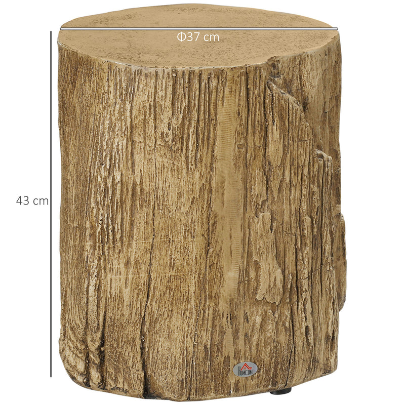 Side Table with Realistic Tree Stump Design for Indoor or Outdoor Use Natural AOSOM