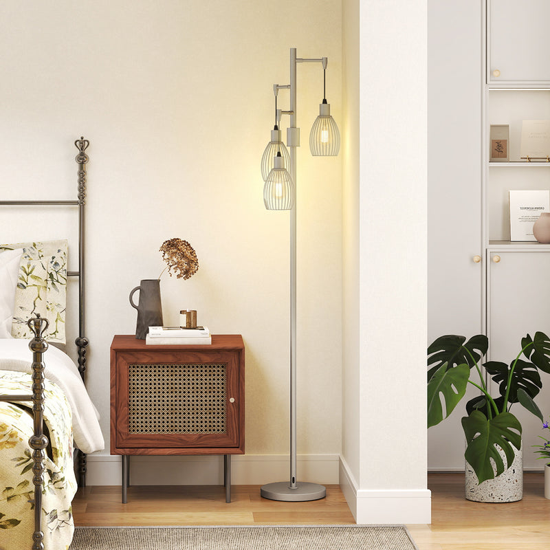 Floor Lamp with Adjustable Rotary Dimmer for Flexible Living Room or Bedroom Lighting Silver
