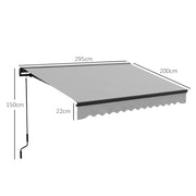 Light Grey 3 x 2m Electric Awning With Remote Control And Durable Aluminium Frame