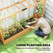 Wooden Raised Planter Box With Trellis and Drainage Ideal For Outdoor Garden Use Grey Outsunny