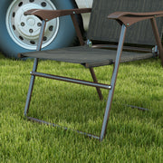 Set of 2 Folding Garden Chairs with Breathable Mesh Seats for Outdoor Use Dark Brown AOSOM