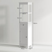 Tall Slim Bathroom Storage Cabinet with Shelves Drawer and Soft Close Door in White by HOMCOM