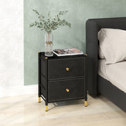 Black Faux Leather Bedside Table with Storage by HOMCOM