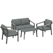 Garden Sofa Set for 4 with Cushions and Lightweight Aluminium Frame Black and Grey Outsunny