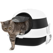 Foldable Cat Litter Box with Lid Scoop and Deodoriser for Odour Control, Black