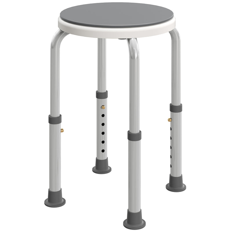 Height Adjustable Swivel Shower Chair With Non Slip Feet For Elderly And Disabled, Grey Homcom