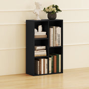 Black 2 Tier Bookshelf with 5 Storage Compartments by HOMCOM