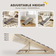 Adjustable Folding Dog Ramp for Sofa or Bed with 4 Heights Non Slip Design Brown AOSOM