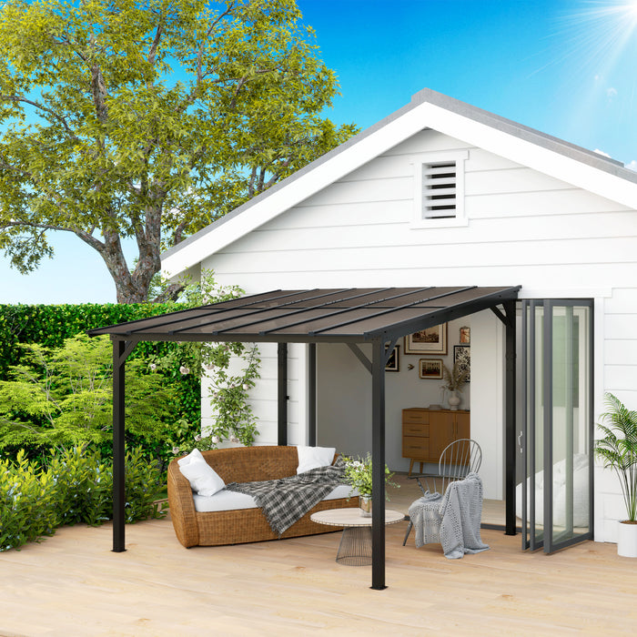 3 x 3m Metal Pergola with UPF 50+ Waterproof Polycarbonate Roof Wall-Mounted or Freestanding by Outsunny