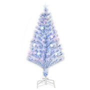 4ft white and blue fibre optic Christmas tree on a white metal base