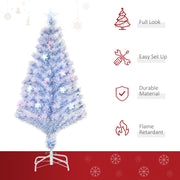 4ft tree with icons for full look, easy set up, durable material and flame retardant
