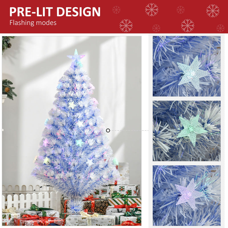 Pre-lit design with flashing modes and close-ups of star-shaped lights on the 4ft tree