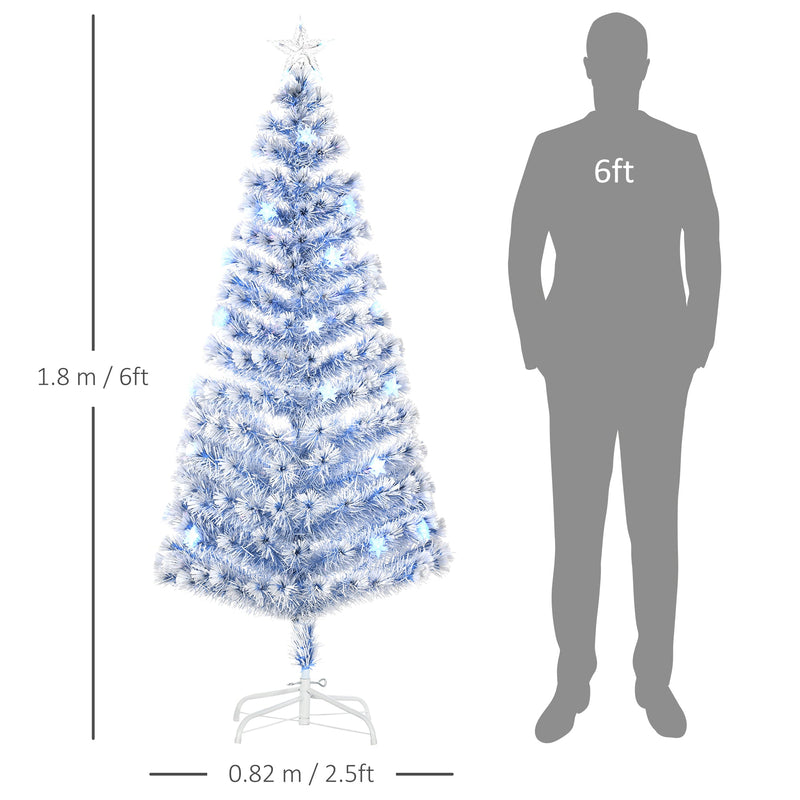 Dimensions diagram showing the 6ft tree 1.8 m tall and 0.82 m wide next to a 6ft figure